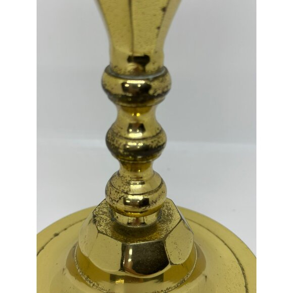 VTG Brass Candlestick Holder 11"x4.5 Ornate Patina Home Decor MCM Hollywood - Picture 8 of 9